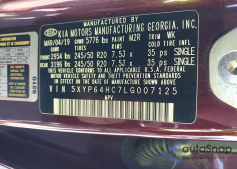 2020 Kia Telluride S from USA, damaged, VIN 5XYP64HC7LG007125